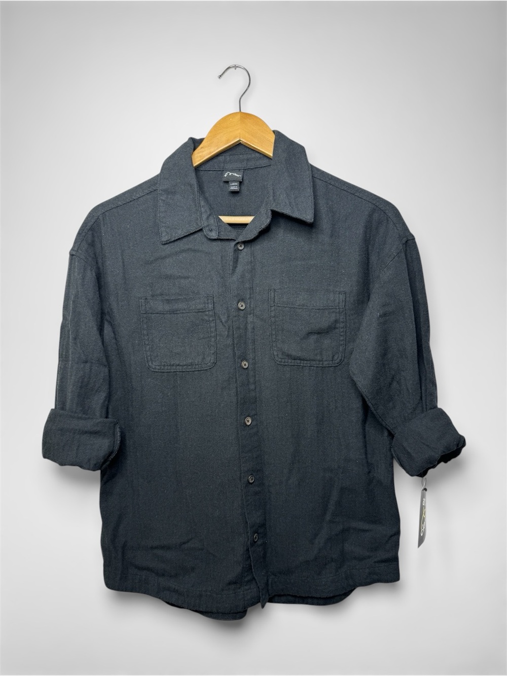 New art class Black Long-Sleeve Button Down 100% Cotton Shirt Boys L (10/12)